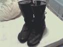 IXS, Size 46, Black leather bike boots with toe sliders, used but in not too bad condition.